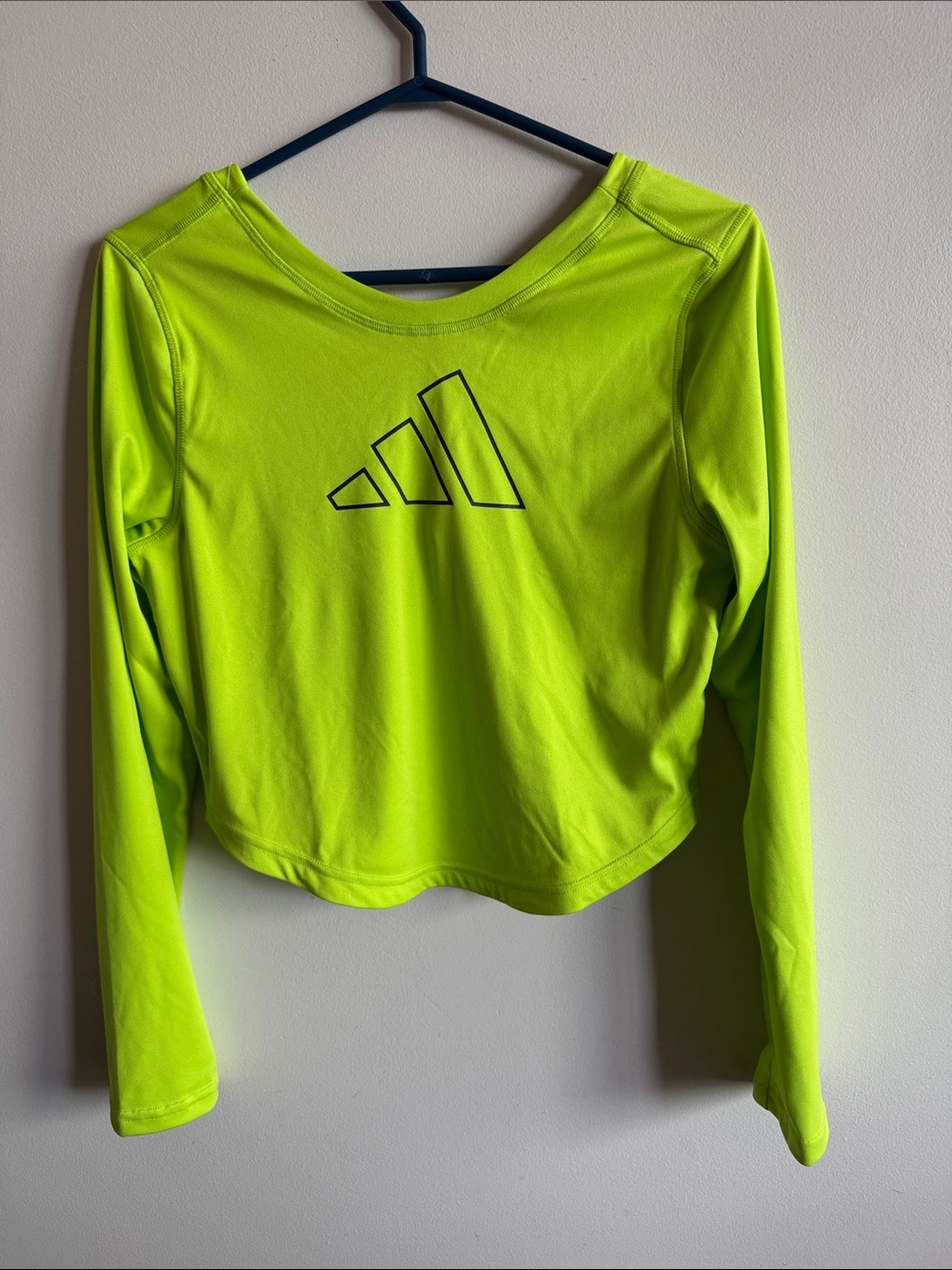 adidas Neon Green Long-Sleeve Crop Athletic Top NWOT